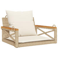 HÄNGESESSEL mit Kissen Beige 63x62x40 cm Poly Rattan - Beige, Kunststoff (63/40/62cm) - furnicato