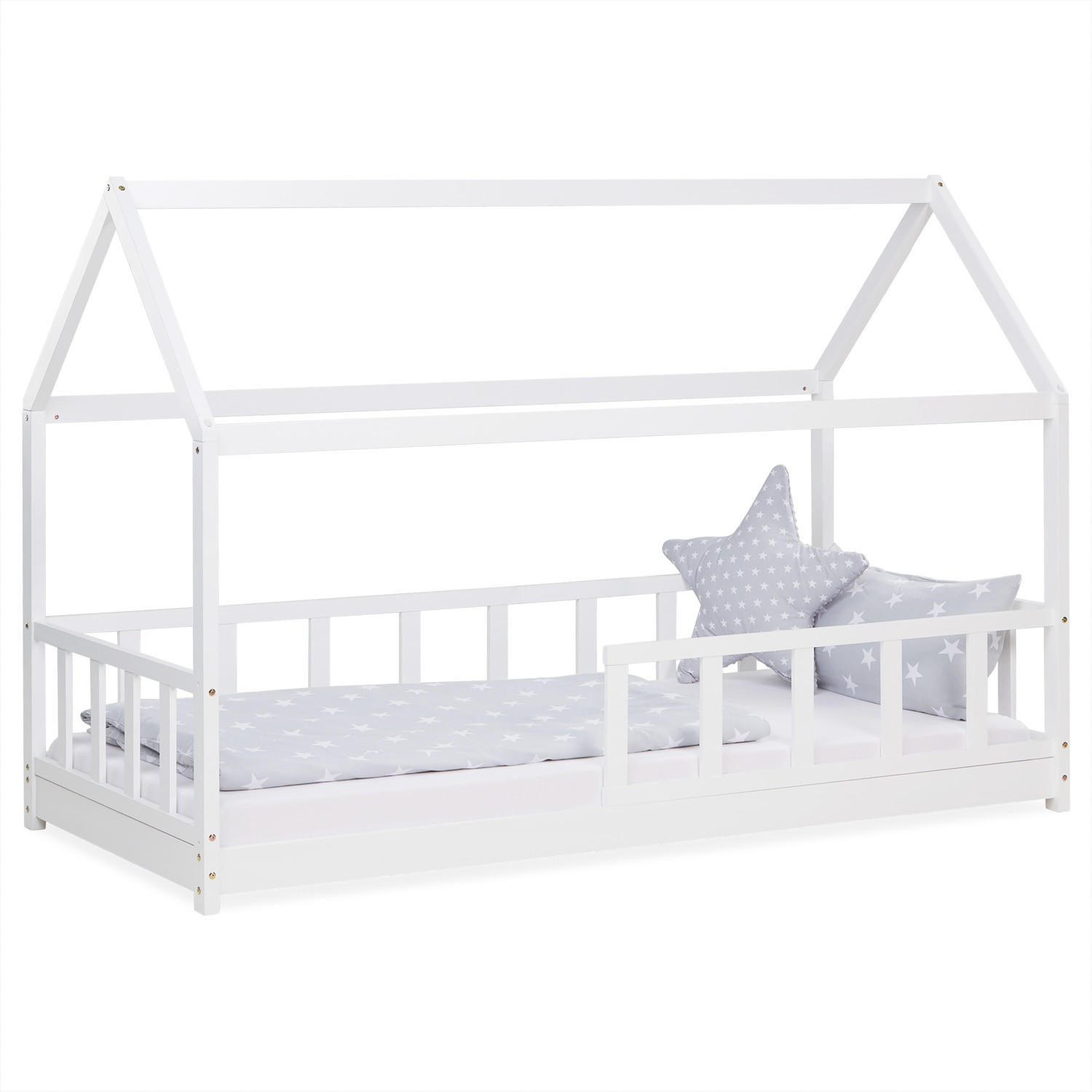 BODENBETT 90/200 cm in Weiß mit Lattenrost - Weiß, Holz (90/200cm) - Homestyle4u