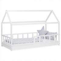 HAUSBETT 90/200 cm in Weiß mit Lattenrost Rausfallschutz - Weiß, Holz (90/200cm) - Homestyle4u