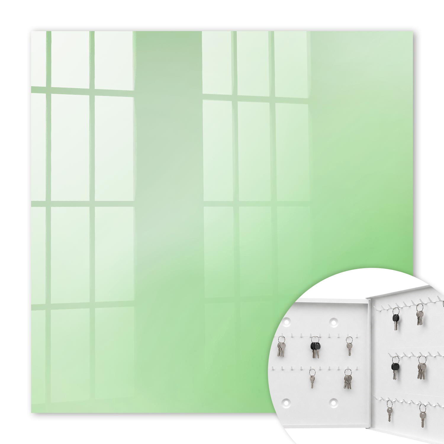 SCHLÜSSELBOX Weiß 30x30 cm – Türöffnung nach rechts - Grüne Harmonie - Grün, Metall (30/30/5cm) - TULUP
