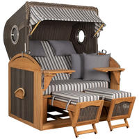 STRANDKORB XL Schillig Bullauge - Braun/Grau, Metall (142/170/95cm) - Mr. Deko