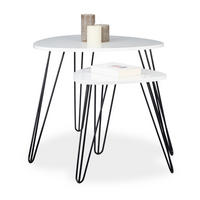 2XBEISTELLTISCH - Weiß, Holzwerkstoff/Metall (60/60/52cm) - Relaxdays