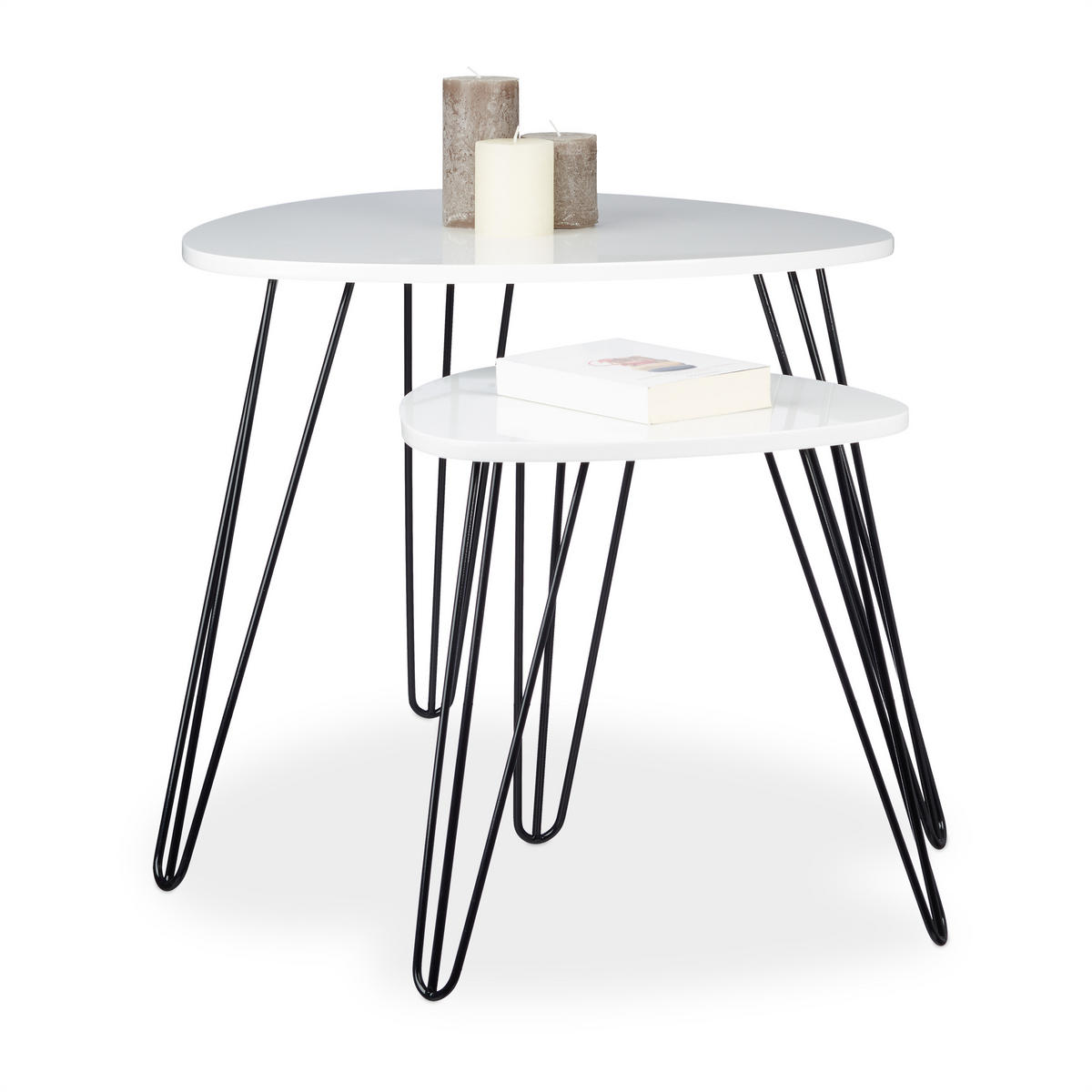2XBEISTELLTISCH - Weiß, Holzwerkstoff/Metall (60/60/52cm) - Relaxdays