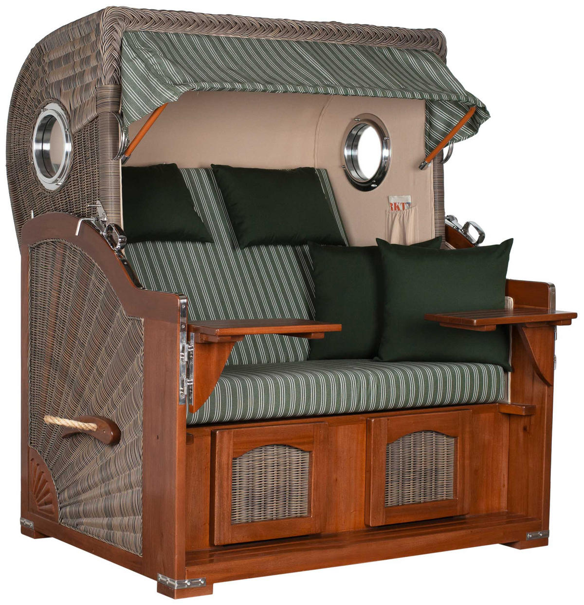 STRANDKORB XXL Düne Grande 2,5 Sitzer - Braun/Grün, Metall (142/170/95cm) - Mr. Deko