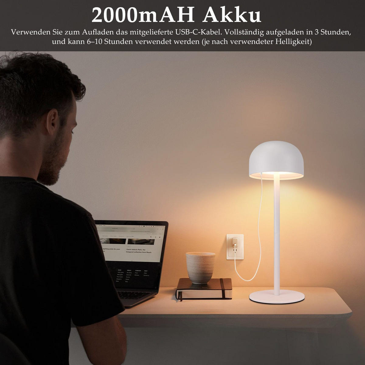 LED stolní lampa Abey 9/9/25cm - bílá, kov (9/9/25cm) - Nettlife