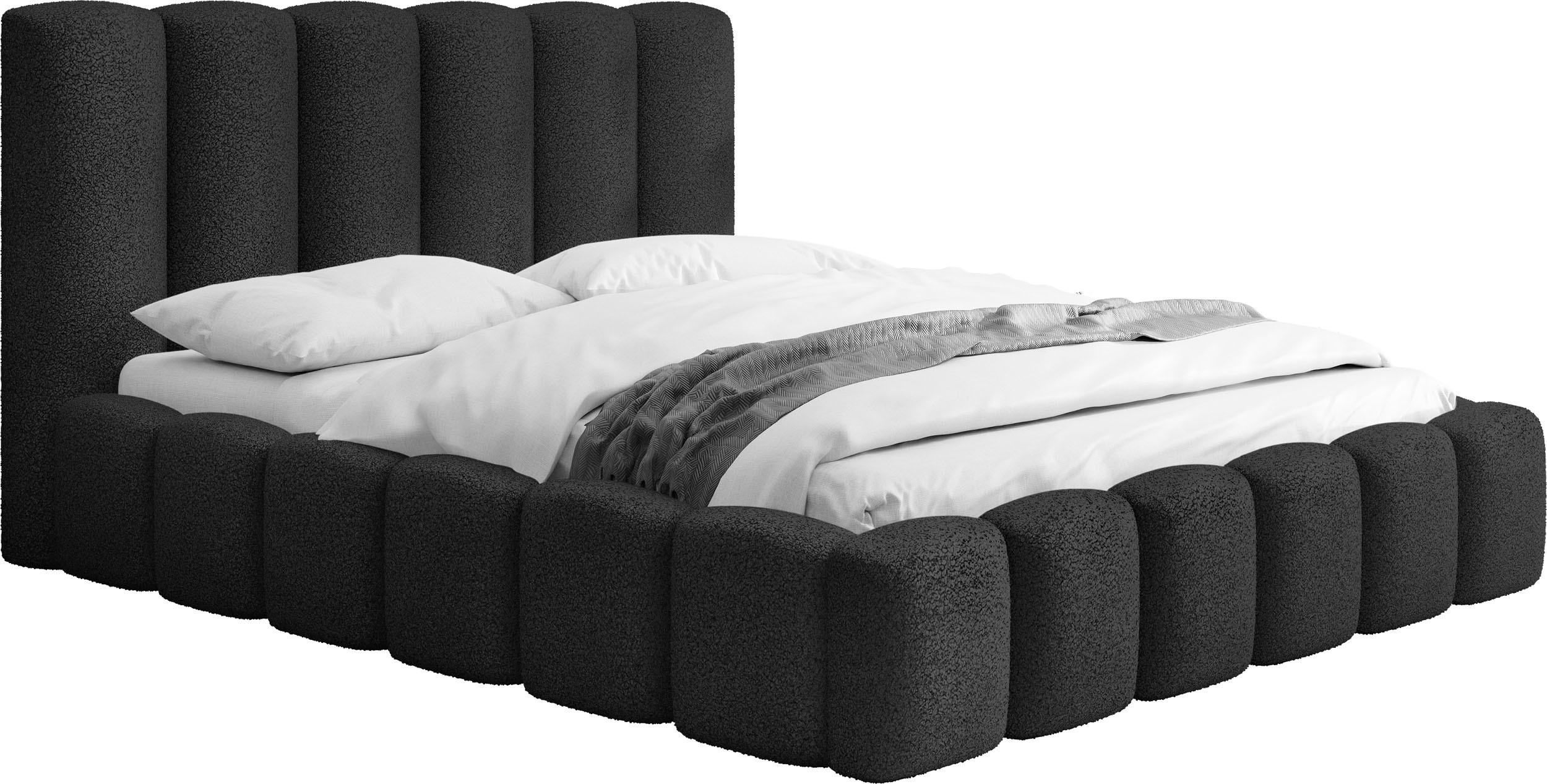 POLSTERBETT Serenity mit Bettkasten, Schwarz Boucle 140x200 cm - Birkefarben/Schwarz, Holzwerkstoff/Kunststoff (140/200cm) - WFL GROUP