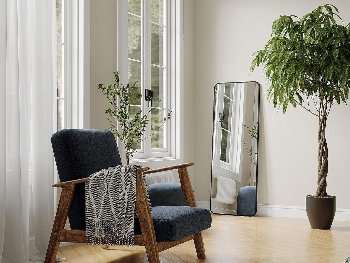 BADEZIMMERSPIEGEL rechteckig - 140 x 50 cm - Schwarzer Umriss - DEMETRIA - Schwarz, Glas (50/140/4cm) - Vente-Unique