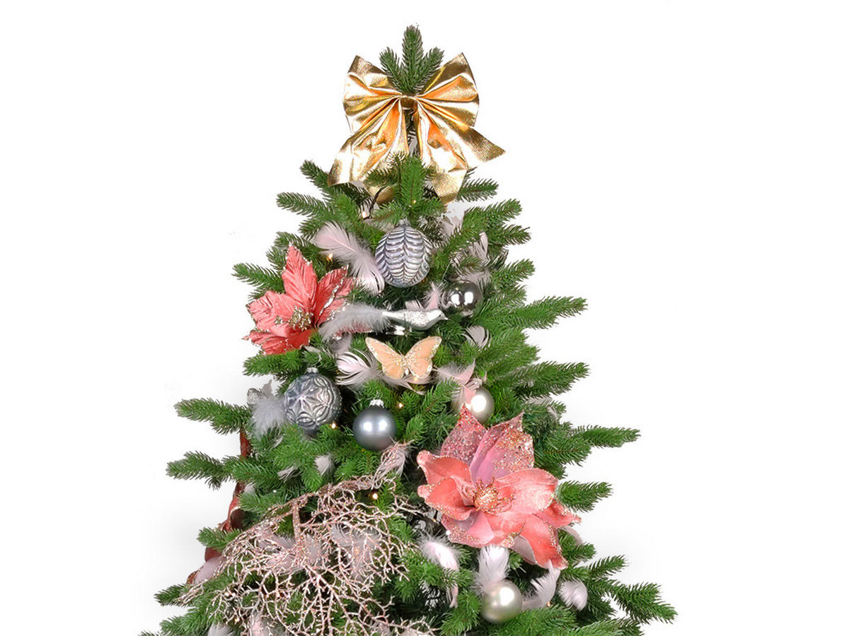 WEIHNACHTSBAUMSCHMUCK-SET NOBLESA 132-teilig, für Weihnachtsbäume 240–270 cm, inkl. Aufbewahrungsbox - Pink/Creme, Glas/Kunststoff (55/50/75cm) - LAALU