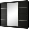 SCHWEBETÜRENSCHRANK Paco 250/215/61 3-türig schwarz mit Spiegel - Schwarz, Holzwerkstoff (250/215/61cm) - Beautysofa
