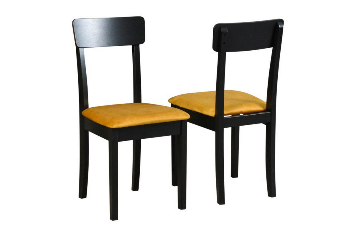 STUHL Hugo 1 (2er Set) - Currygelb/Schwarz, Holz (43/86/40cm) - Leaf Design