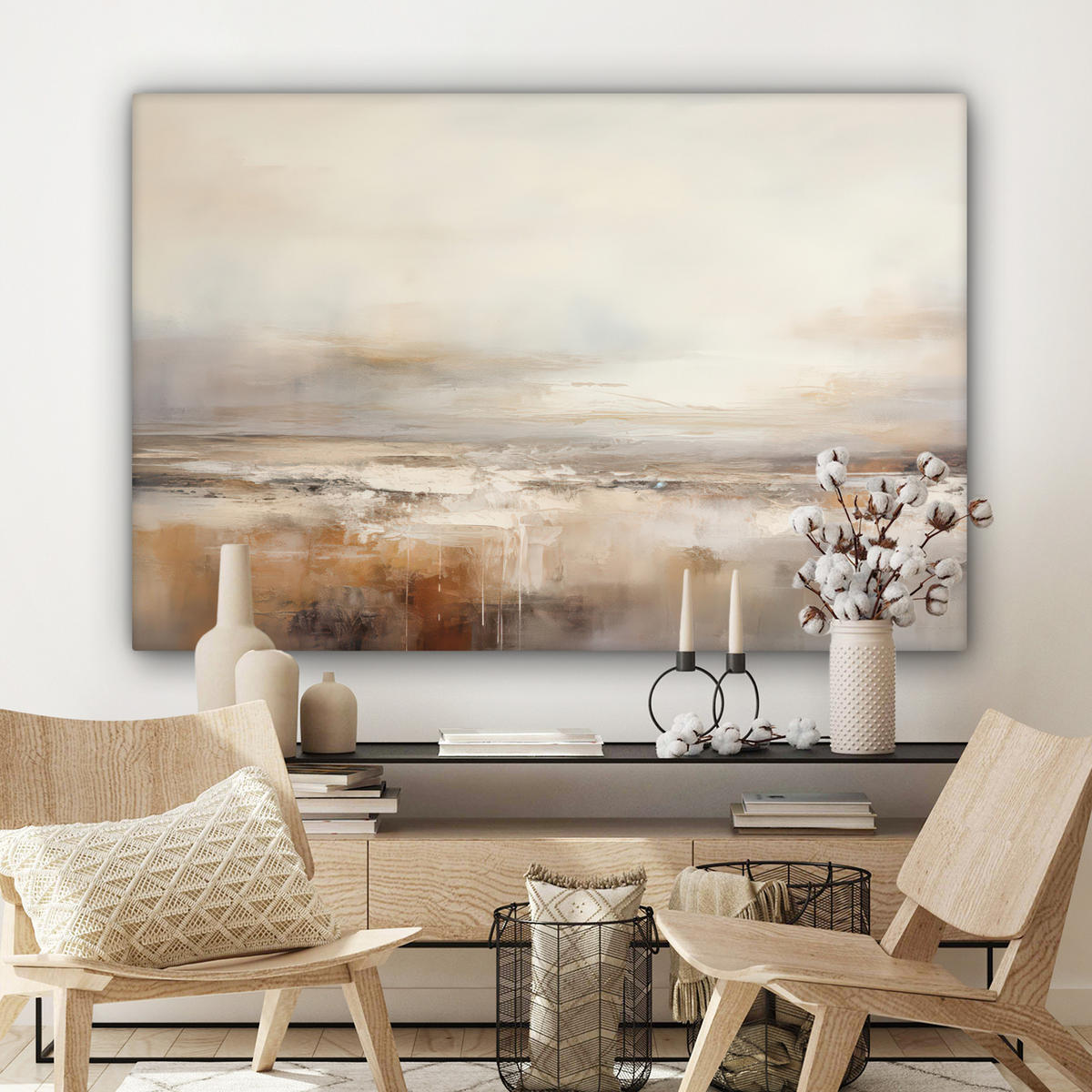 LEINWANDBILD - Kunst - Industriell - Grau - Braun - Abstrakt - 120x80 - Kunstdruck - Sandfarben, Textil (120/80cm) - MuchoWow