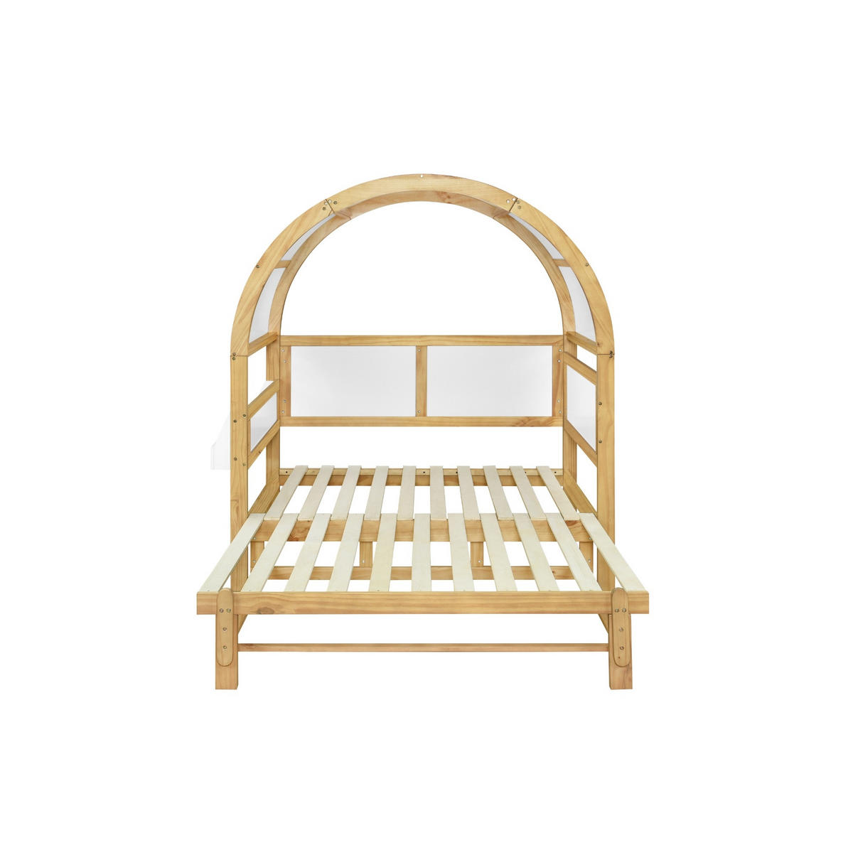 KINDERBETT aus Kiefernholz und MDF 140x200 cm Weiß/Natur mit Ausziehbett und Ablagefläche - Weiß, Holzwerkstoff (140/200cm) - IVMEU