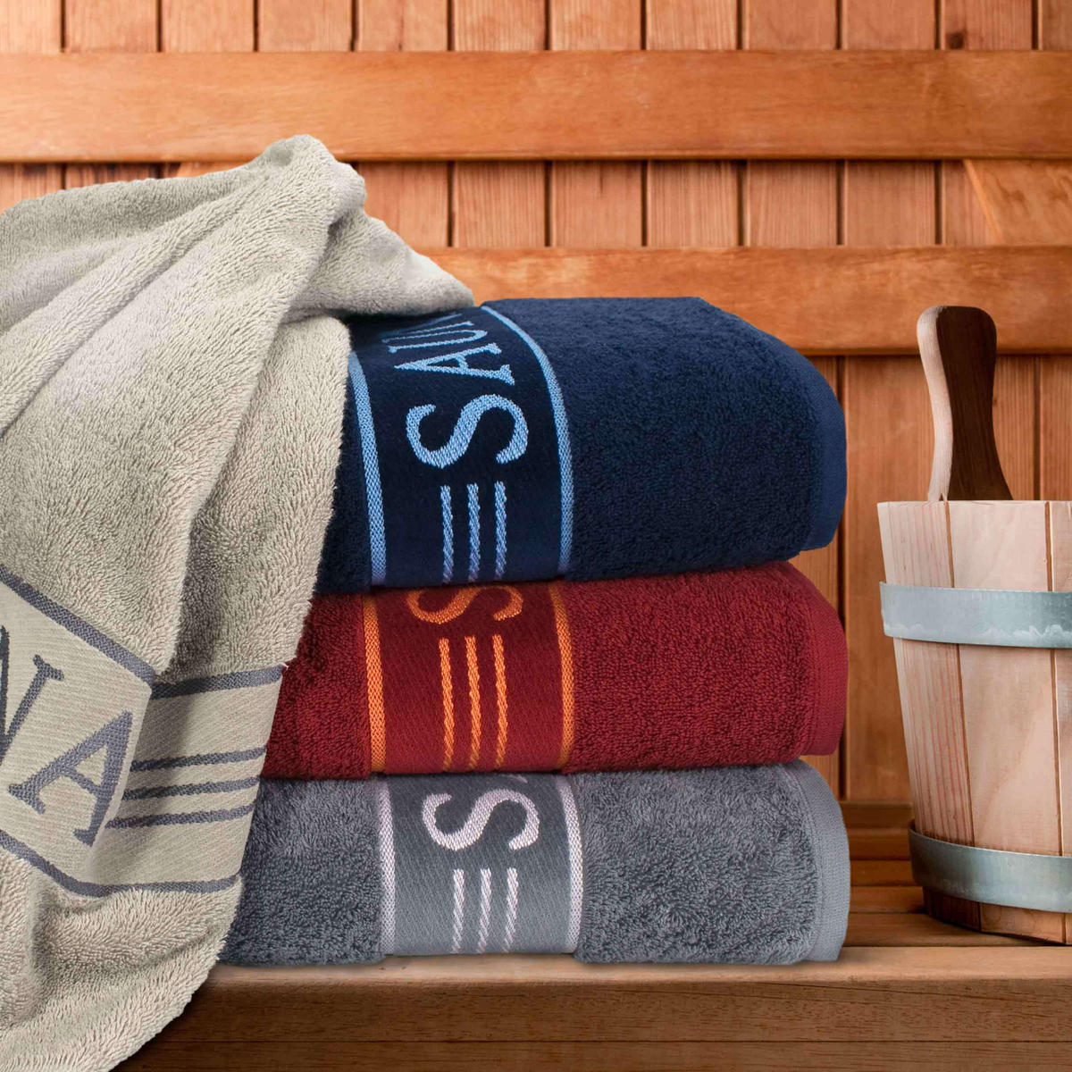 SAUNATUCH SAUNA - Rot, Textil (80/200cm) - Möve for Frottana