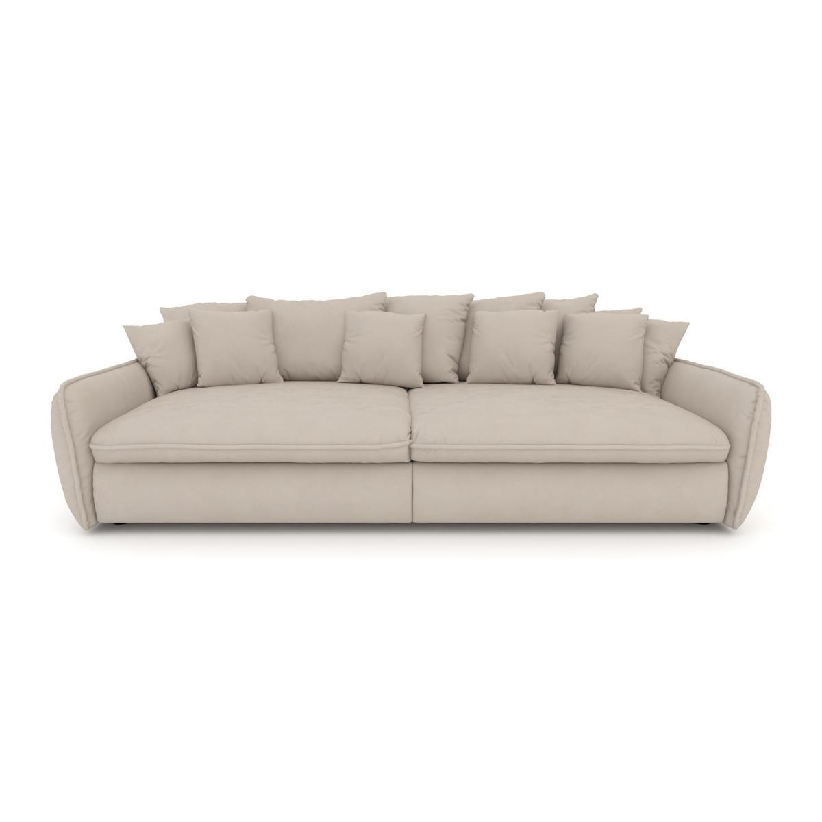 BIGSOFA Hereford XXL Flachgewebe Beige inkl. 12 Kissen 274/131/61 cm - Naturfarben, Kunststoff/Textil (274/61/131cm) - foamnova