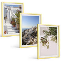 BILDER SET 3er Set - 40x60 cm Goldrahmen - Weiße Treppe mit Blick auf Santorini - Goldfarben, Kunststoff (40/60cm) - TULUP