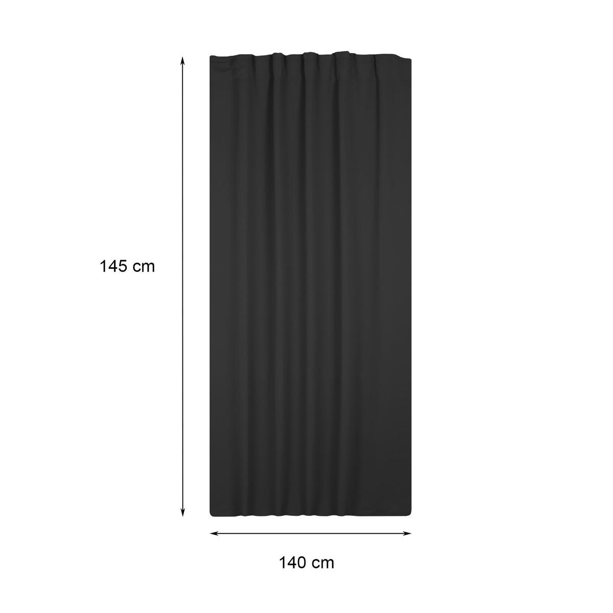 VERDUNKELUNGSVORHANG Kräuselband 140/245 cm Schwarz - Schwarz, Textil (140/245cm) - TiborTex