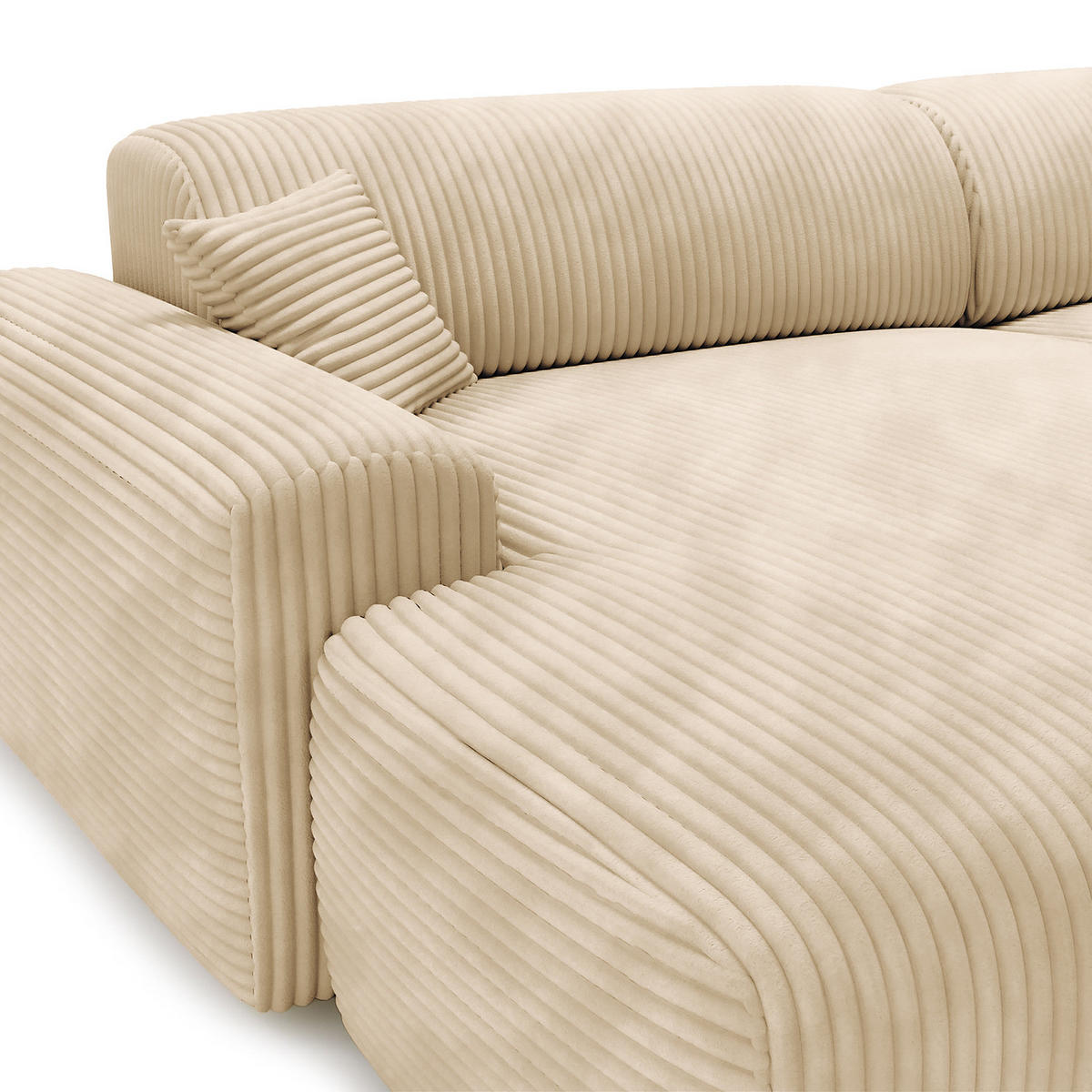 ECKSOFA mit Longchair - Cord - Beige/Schwarz, Kunststoff/Textil (284/178cm) - home24