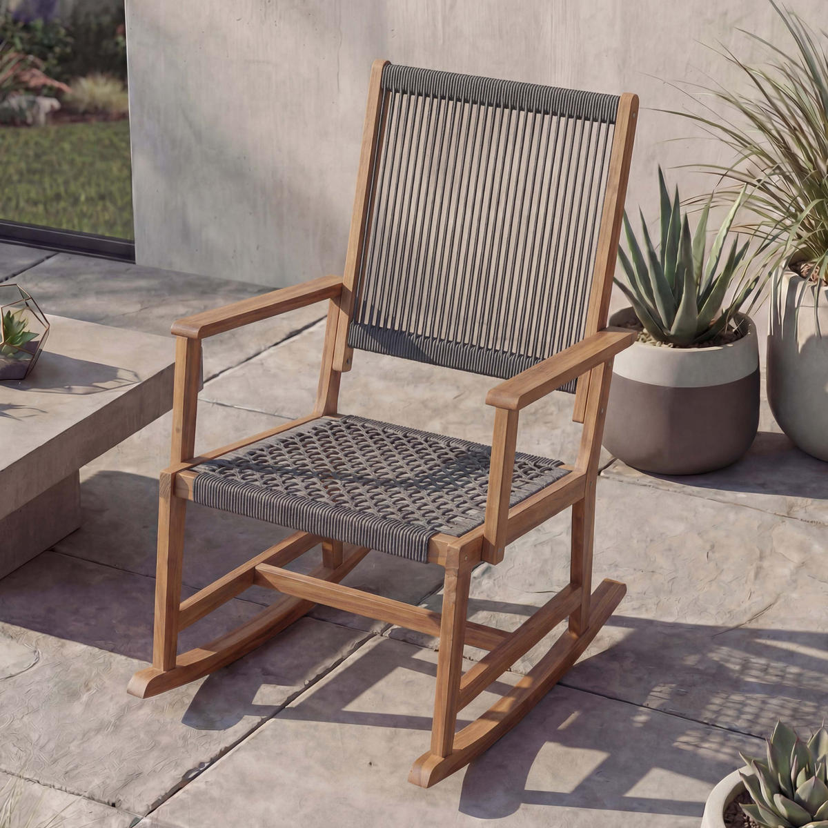 SCHAUKELSTUHL Grau - Grau, Holz (65/102/92cm) - MCW