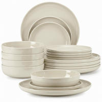 TAFELSERVICE VICTO 6 Personen 18-tlg Beige, Glanz - Creme, Keramik (27/2/27cm) - KONSIMO®