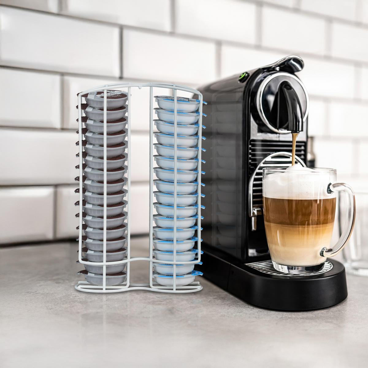 KAPSELHALTER - Weiß, Metall (18/29/8.5cm) - Relaxdays