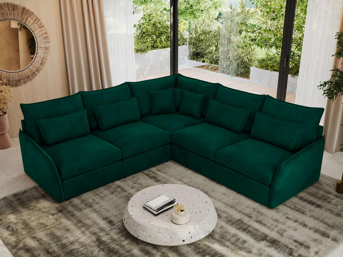 ECKSOFA VERSO L Dunkelgrün Velvet - Dunkelgrün/Schwarz, Kunststoff/Textil (270/270cm) - MKS