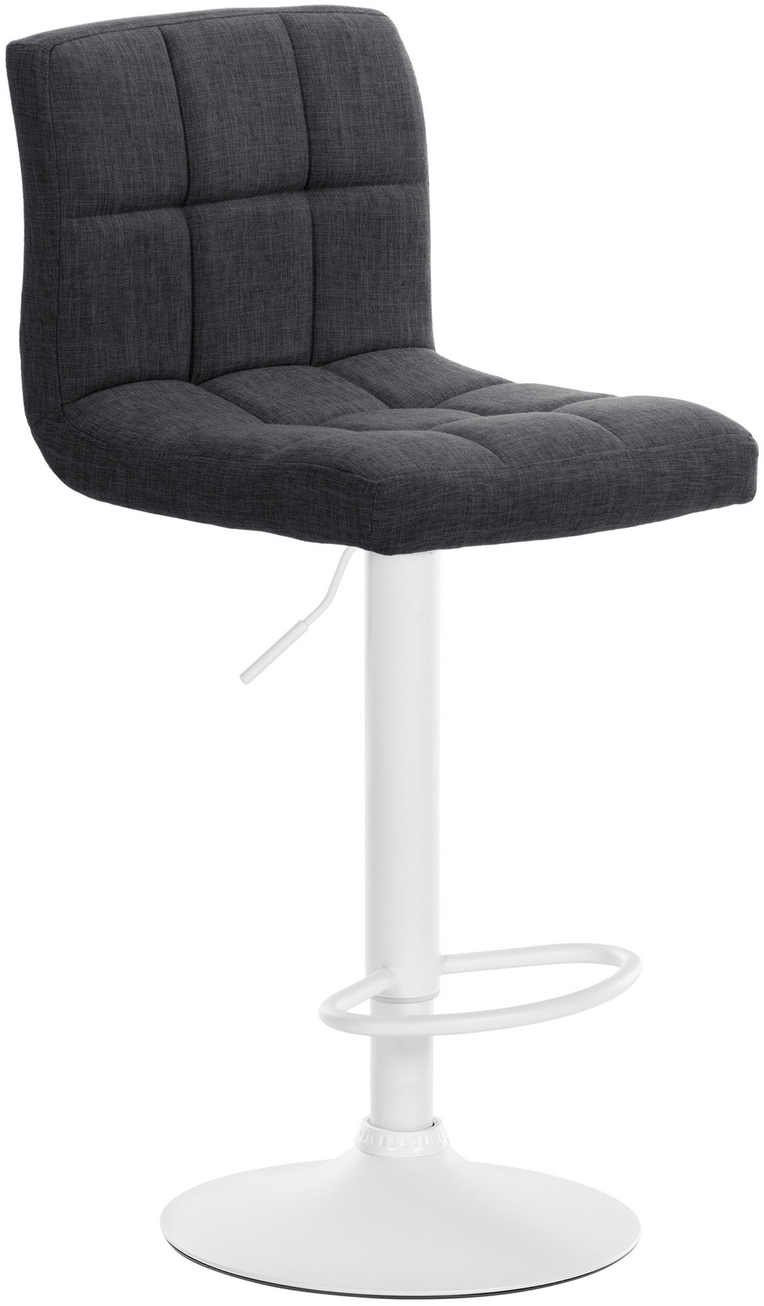 BARHOCKER Cala Stoff weiß dunkelgrau - Dunkelgrau/Weiß, Textil/Metall (46/114/47cm) - TPFLiving