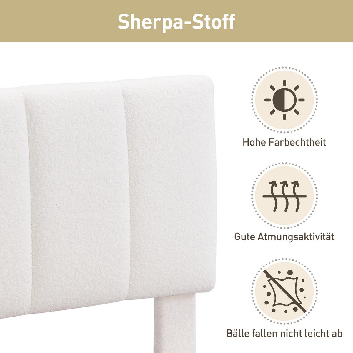 POLSTERBETT 140/190 cm in Beige Stoff - Beige, Holzwerkstoff/Textil (140/190cm) - WISHDOR