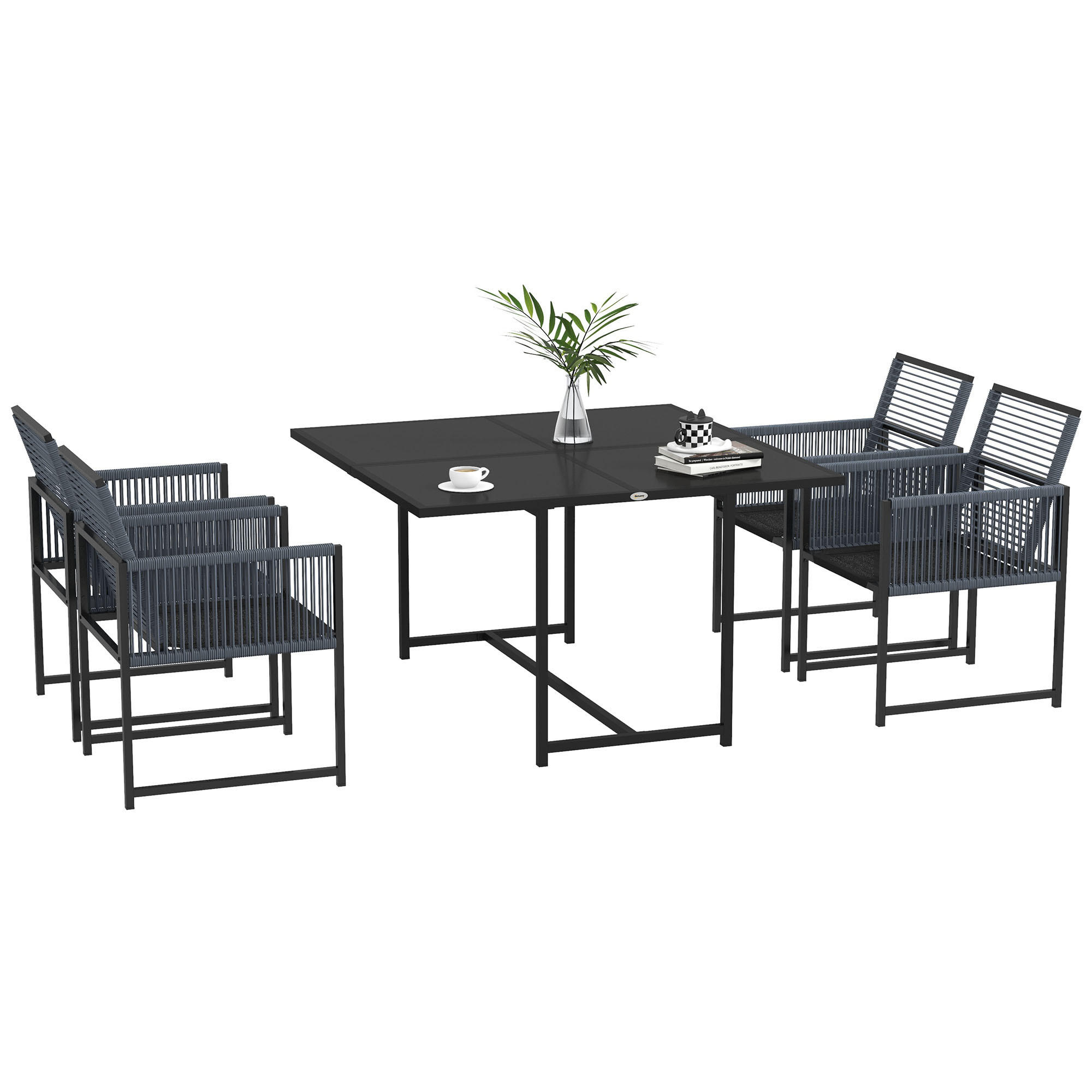 SITZGRUPPE 5 tlg. wetterbeständig, Grau - Dunkelgrau, Metall - Outsunny