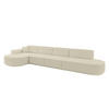 ECKSOFA Ottomane Links MARI-L3-v3 - 402x163x81 cm Beige Bouclé - Beige/Schwarz, Holzwerkstoff/Kunststoff (402/163cm) - ALTDECOR