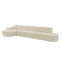 ECKSOFA Ottomane Links MARI-L3 - 402x163x81 cm Beige Bouclé - Beige/Schwarz, Holzwerkstoff/Kunststoff (165/406cm) - ALTDECOR