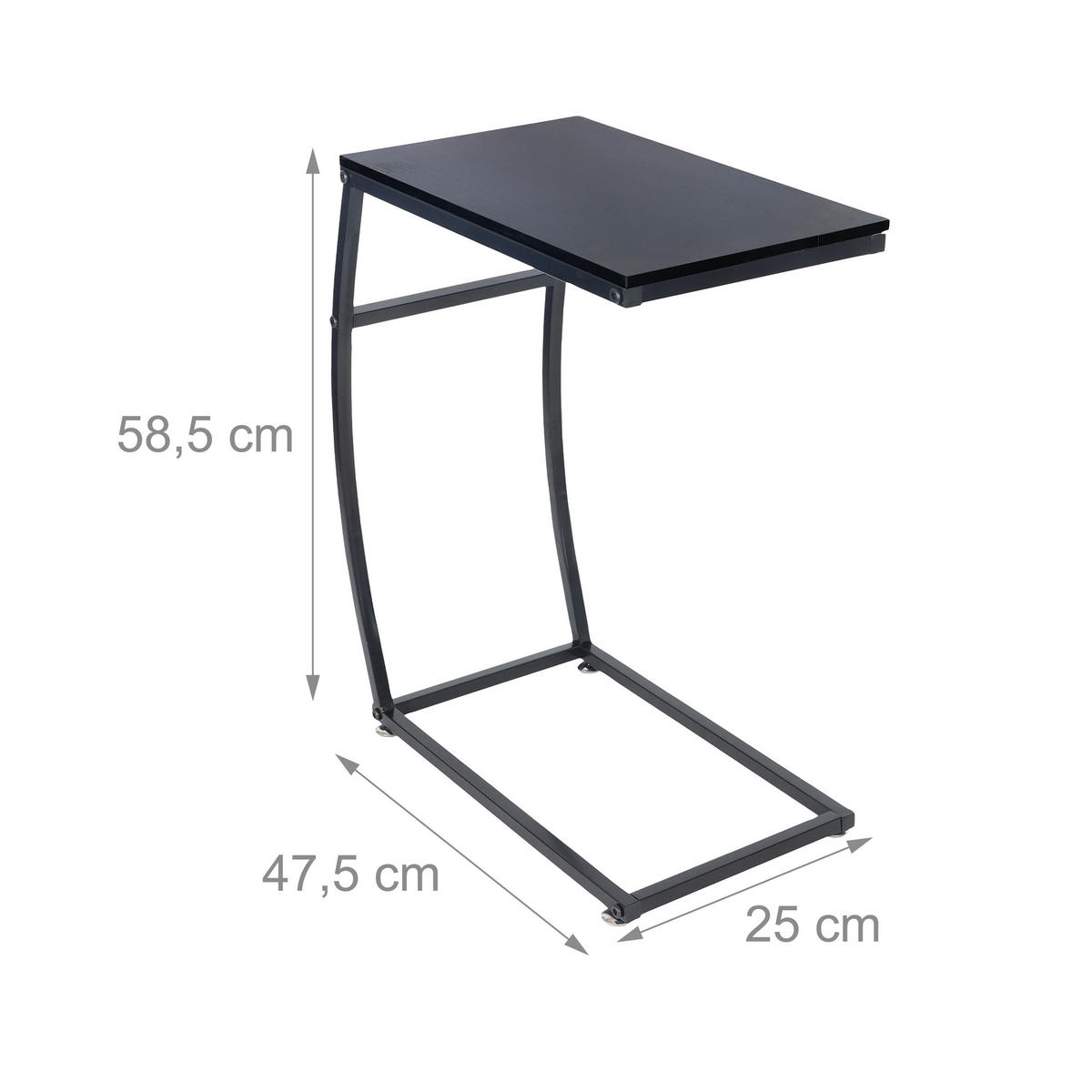 BEISTELLTISCH - Schwarz, Holzwerkstoff/Metall (25/47.5/58.5cm) - Relaxdays