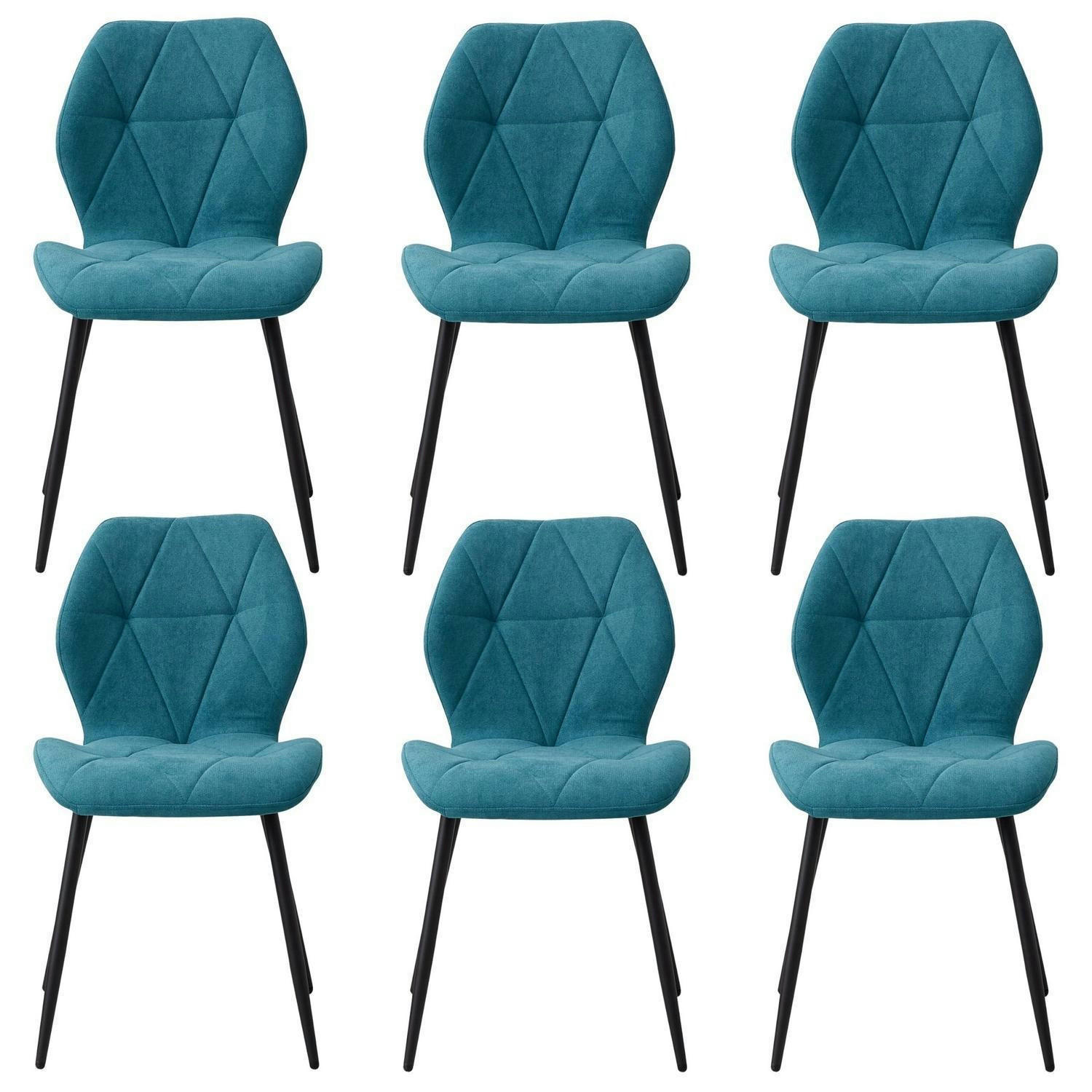 ESSZIMMERSTUHL 6er-Set Leinen-Diamantgewebe Seeblau - Türkis, Textil (43/86/47.5cm)