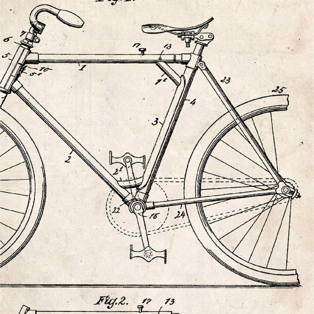 POSTER Set mit 4 Bilder Mit Fahrrad Patenten A4 Rahmenlos - Klar, Papier (21/1cm) - Nacnic