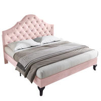POLSTERBETT 140/200 cm mit Lattenrost, höhenverstellbarem Kopfteil und Samtbezug, Rosa - Rosa, Textil (140/200cm) - Redom