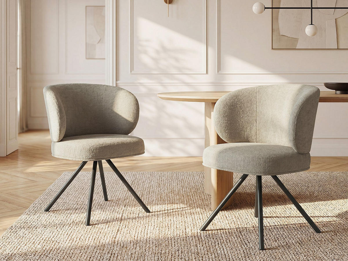 STUHL - 63 cm x 62 cm - Stoff - Taupe LYARO - Taupe, Textil (63/78/62cm) - Vente-Unique
