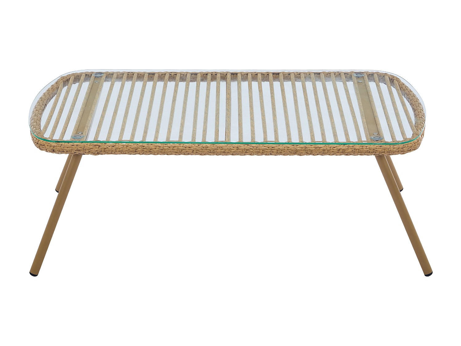 GARTENBEISTELLTISCH - 111 cm x 63 cm - Harz, Glas - Naturfarben Hell - LOUSINI - Naturfarben, Glas (63/111/39.5cm) - Vente-Unique