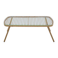 GARTENBEISTELLTISCH - 111 cm x 63 cm - Harz, Glas - Naturfarben Hell - LOUSINI - Naturfarben, Glas (63/111/39.5cm) - Vente-Unique