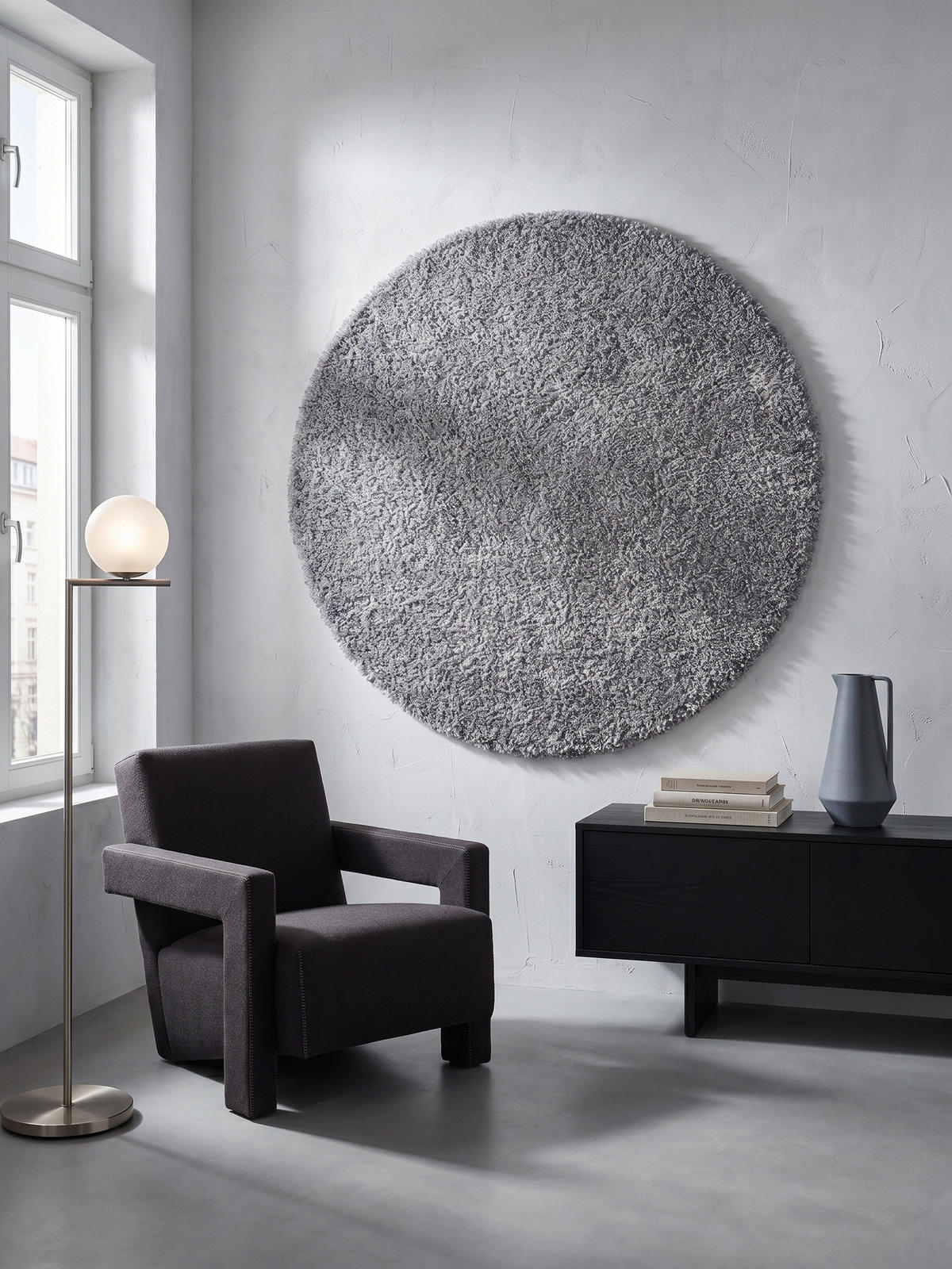 TEPPICH Wohnzimmer Hochflor Einfarbig Weich Flauschig Waschbar Rund Hellgrau 120x120 cm – RHEIN - Grau, Textil (120/120cm) - KADIMA DESIGN