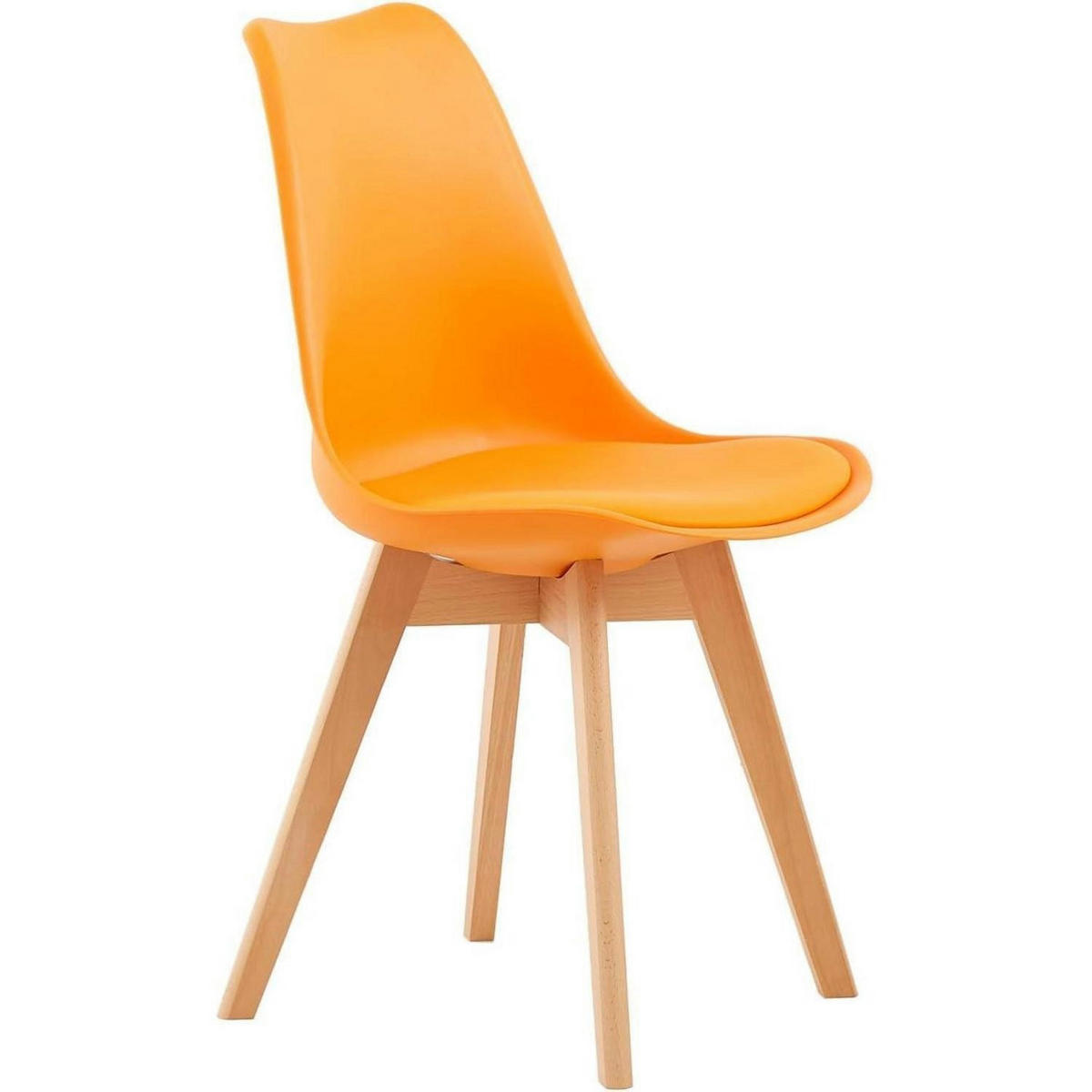 ESSZIMMERSTUHL 4er Set Orange mit Holzbeinen - Orange, Kunststoff (41/82/47.5cm)