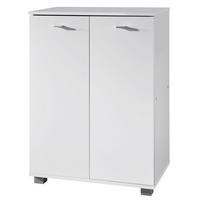 SCHUHSCHRANK Holz mit 4 Fächern und 2 Türen, Weiß 60x35x90 cm - Weiß/Grau, Kunststoff (60/90/35cm) - KADIMA DESIGN