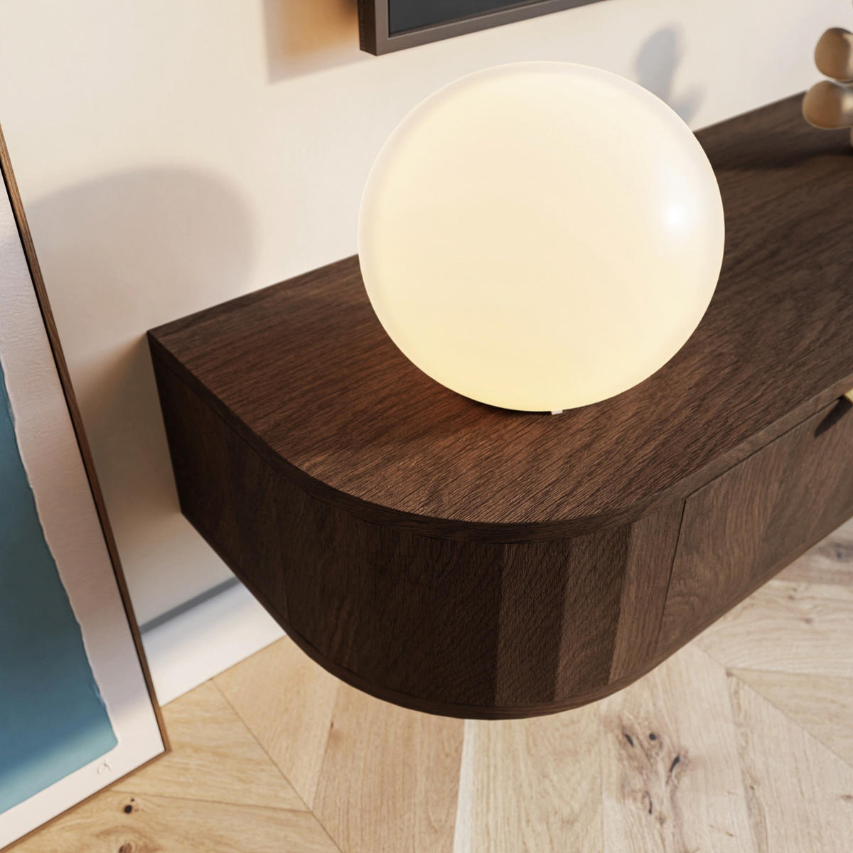 TV stolek Coru Slim, dub, 175 cm - tmavě hnědá, kov/kompozitní dřevo (175.4/20/39.1cm) - Selsey