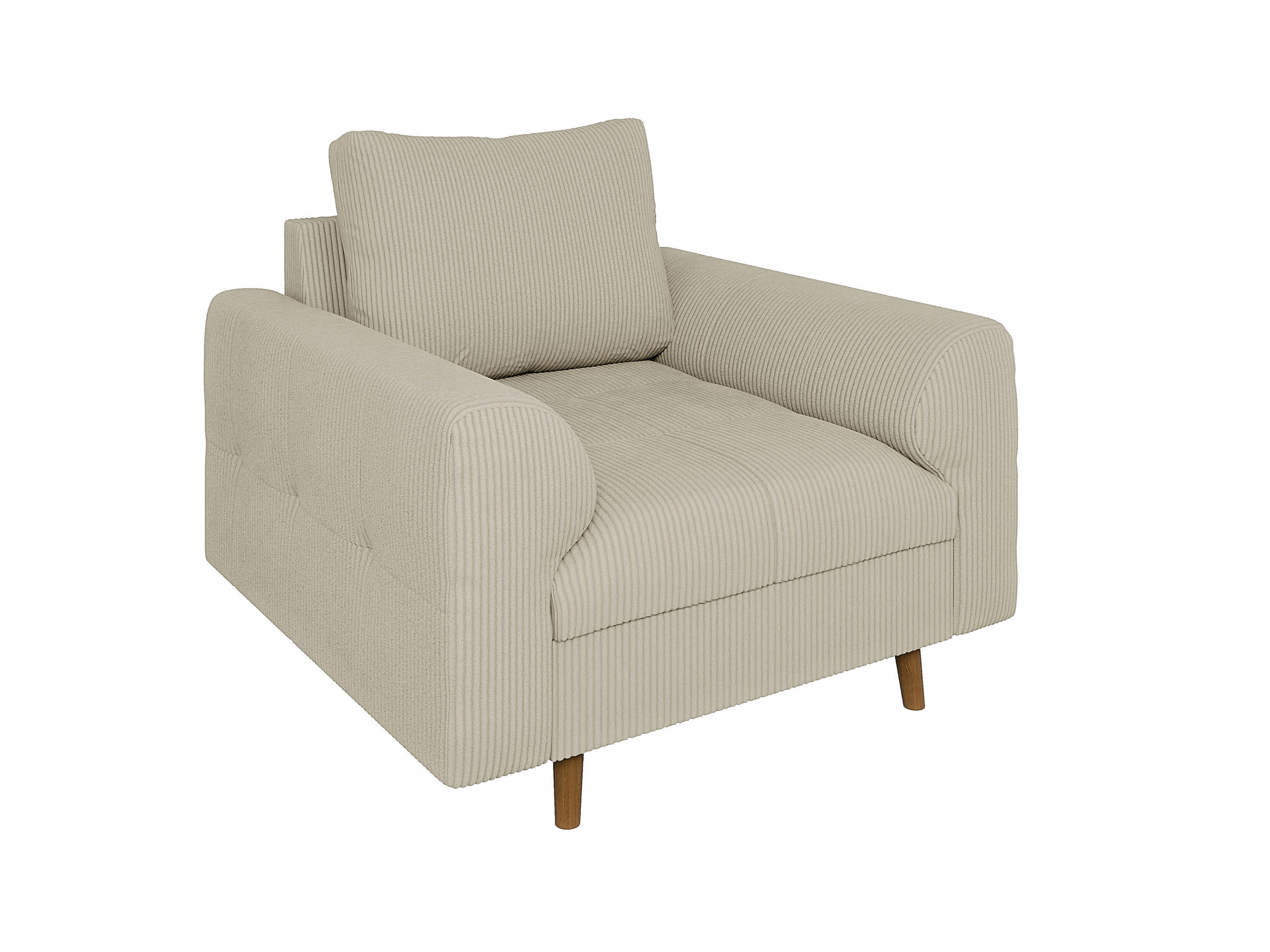 SESSEL Alma Beige Cord - Beige/Braun, Holz/Textil (97/81/93cm) - S-Style Möbel