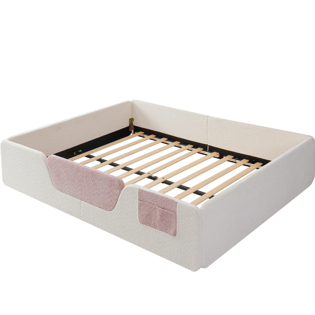 POLSTERBETT mit abnehmbaren Seitengittern 140x190 cm Samt Beige - Beige, Metall (90/190cm) - Beauniv