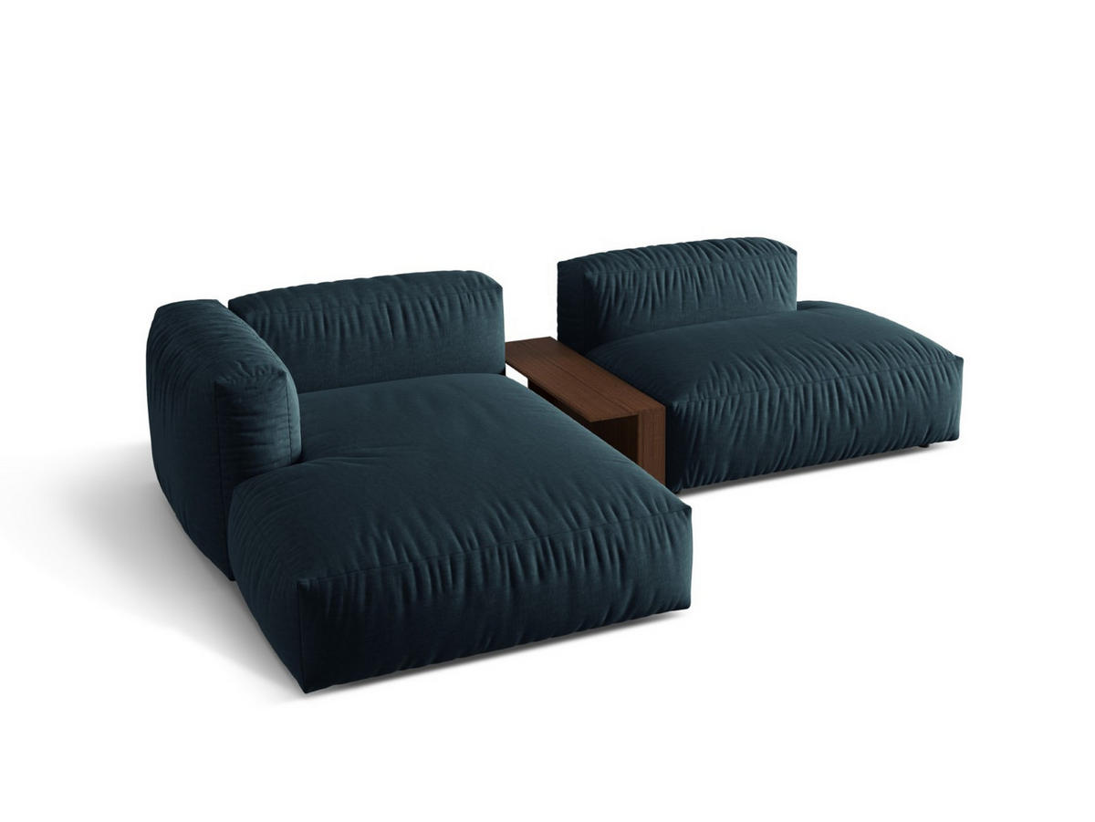 ECKSOFA modular links Martina aus strukturiertem Stoff jeansblau 2 Sitzplätze - Blau, Textil (176/285cm) - Micadoni
