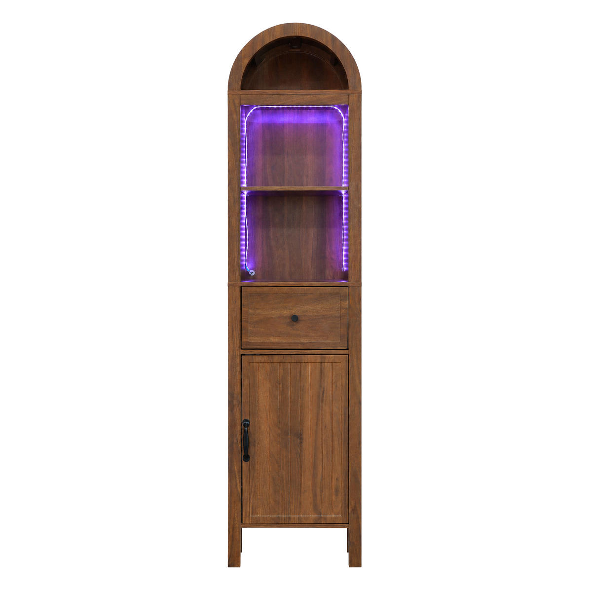 HOCHSCHRANK Walnussfarben mit RGB‑LED‑Beleuchtung, App‑Steuerung und wendbaren Türen, 40 × 30 × 163 cm - Walnussfarben, Holzwerkstoff (40/163/30cm) - Luhomfu