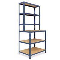 WERKBANK Regal HOME 190x100x60 cm in blau mit 6 Böden und 145 kg Traglast pro Boden - Blau, Metall (100/190/60cm) - shelfplaza