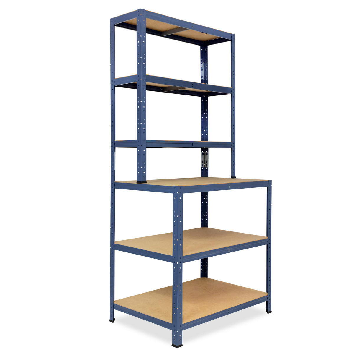 WERKBANK Regal HOME 190x100x60 cm in blau mit 6 Böden und 145 kg Traglast pro Boden - Blau, Metall (100/190/60cm) - shelfplaza
