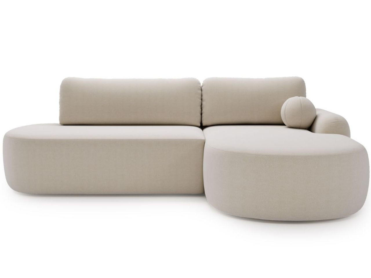 ECKSOFA Aurio O Bouclé-Stoff Creme Rechts - Creme, Holz/Textil (271/177cm) - Graingold