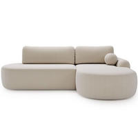 ECKSOFA Aurio O Bouclé-Stoff Creme Rechts - Creme, Holz/Textil (271/177cm) - Graingold