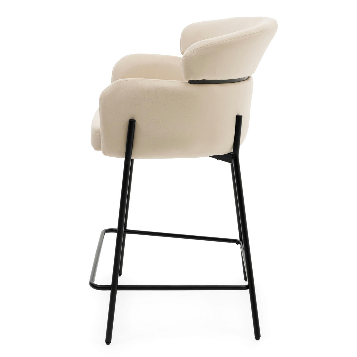 BARHOCKER BOLZANO gepolsterter mit Steppung - beige - Samt Velour - Beige/Schwarz, Textil/Metall (60/99/55cm) - NEW HOME